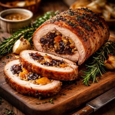 Image of Rolled Pork Roast with Prune Apricot Stuffing