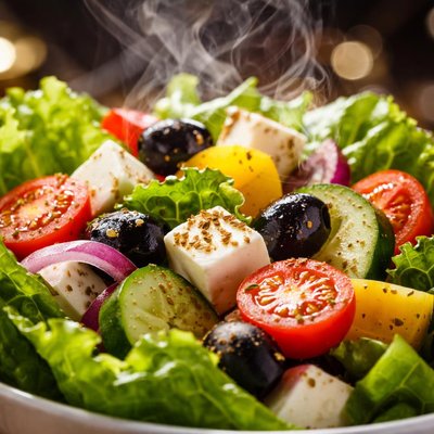 Image of Romaine and Greek Vegetable Salad