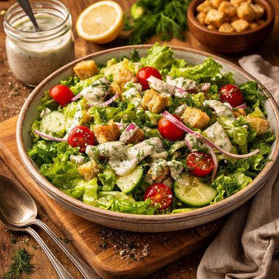 Image of Romaine Salad with a Creamy Dill Dressing