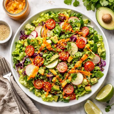 Image of Romaine Salad with Carrot Ginger Dressing