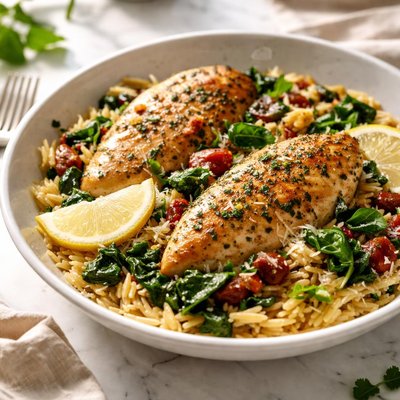 Image of Roman Spinach Chicken with Orzo