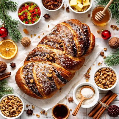 Image of Romanian Cozonac or Colac a Christmas Bread