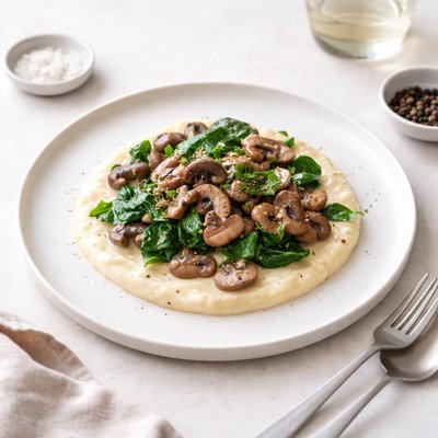 Image of Root Vegetable Stock for Mushroom Stroganoff with Spinach