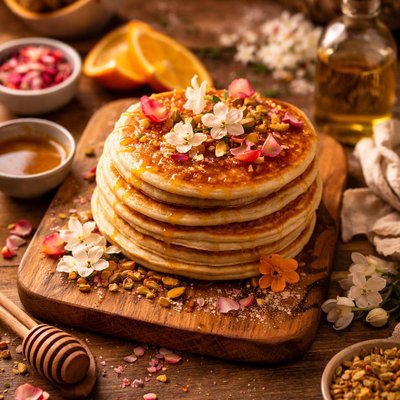 Image of Rose Water or Orange Blossom Pancakes
