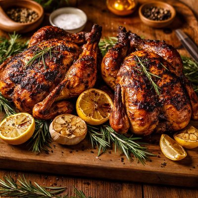 Image of Rosemary Lemon Twin Roast Chickens for the Grill