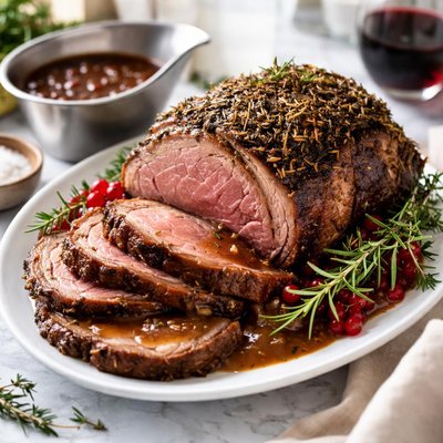 Image of Rosemary Rib Eye Roast with Currant Beef Gravy