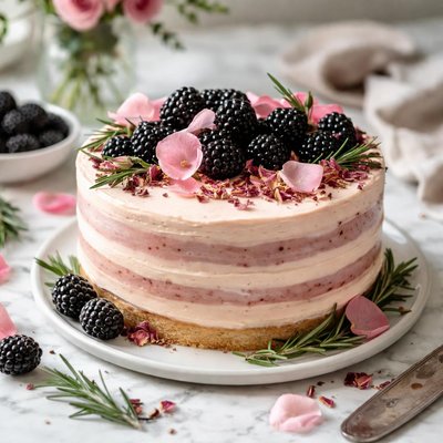 Image of Rosemary Rose and Blackberry Cake