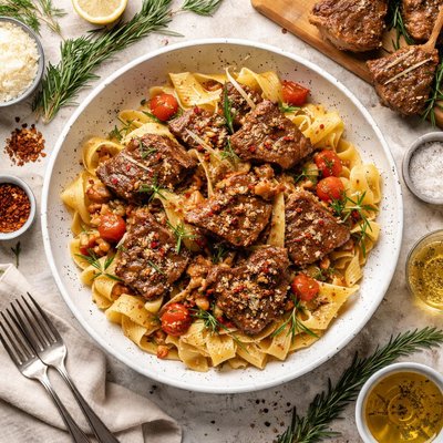 Image of Rosemary Scented Lamb Over Pasta