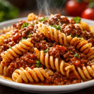 Image of Vegetarian Rotini Pasta with Meat Sauce