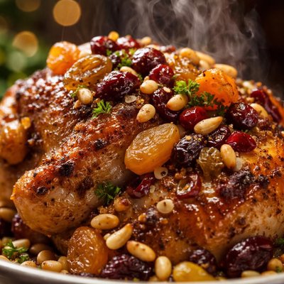 Image of Rotisserie Chicken with Dried Fruit and Pine Nuts