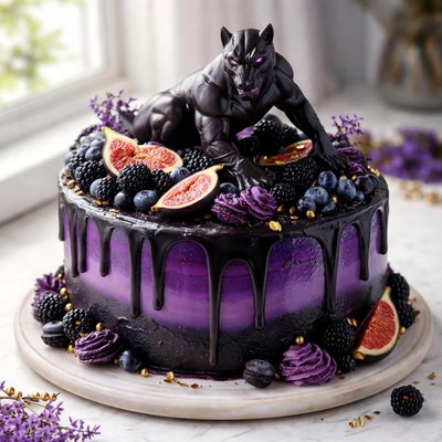 Image of Royal Purple Black Panther Cake