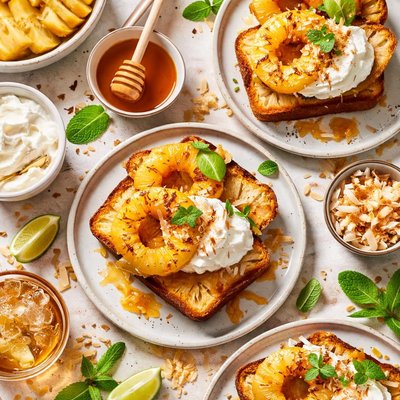 Image of Rum and Honey Grilled Pineapple on Toasted Pound Cake