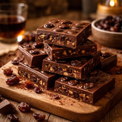 Image of Chocolate vegano con ron y pasas.