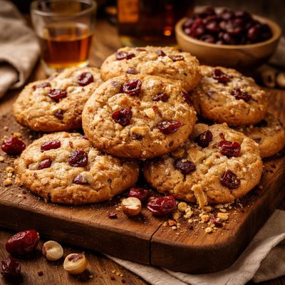 Image of Rum Drunk Cranberry Hazelnut Cookies