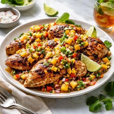 Image of Rum Marinated Chicken with Tropical Salsa
