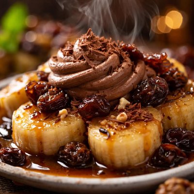 Image of Rum Raisin Bananas with Chocolate Cream
