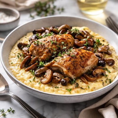 Image of Rustic Chicken with Mushrooms Gruyre Polenta
