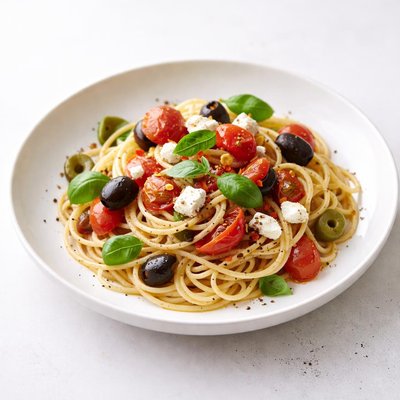 Image of Rustic Mediterranean Pasta with Tomatoes