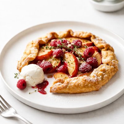 Image of Rustic Nectarine and Raspberry Crostata with Cornmeal Crust