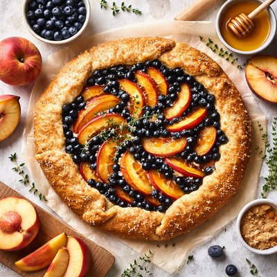 Image of Rustic Peach Blueberry Tart