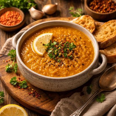 Image of Rustic Red Lentil Soup Mahluta Corbasi