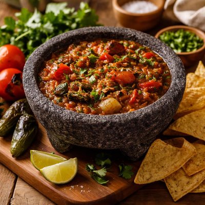 Image of Rustic Roasted Tomato Salsa Salsa De Molcajete