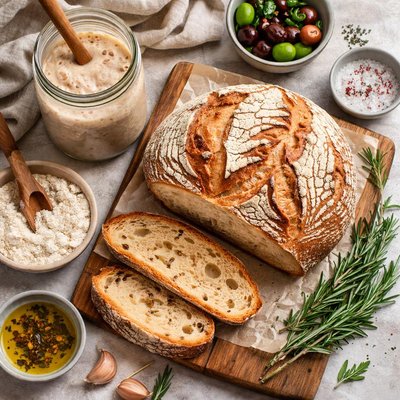Image of Rustic Sourdough Bread with Starter