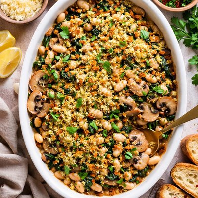 Image of Rustic White Bean and Mushroom Casserole