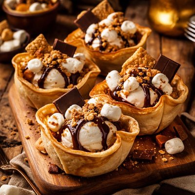 Image of S Mores Sundae with a Twist in Crepe Cups