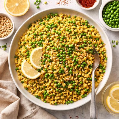 Image of Saffron Couscous with Fresh Peas and Chives
