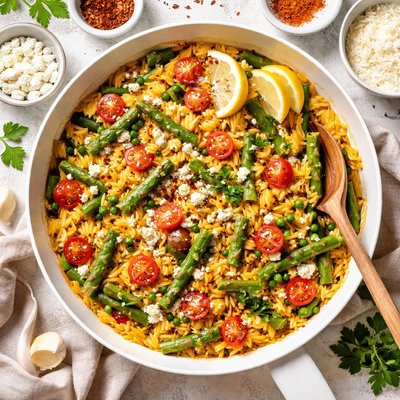 Image of Saffron Orzo with Asparagus
