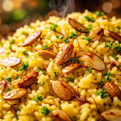 Image of Saffron Rice Pilaf with Toasted Almonds