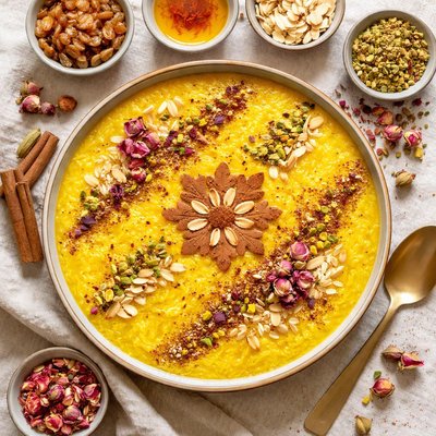 Image of Saffron Rice Pudding Sholeh Zard
