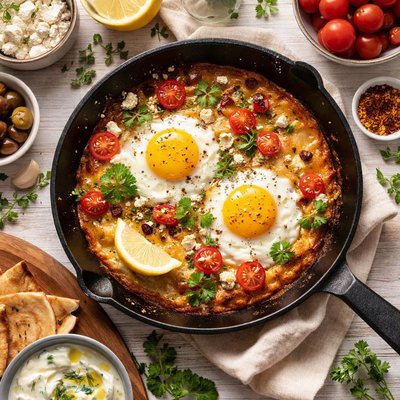 Image of Saganaki Fried Cheese with Egg