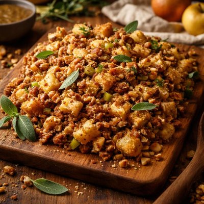 Image of Sage Sausage Apple Walnut Stuffing Dressing