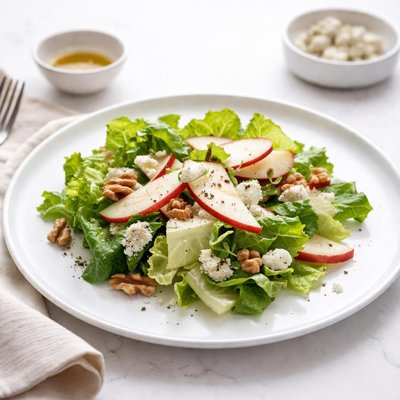 Image of Salad of Romaine Apples Walnuts and Stilton Cheese