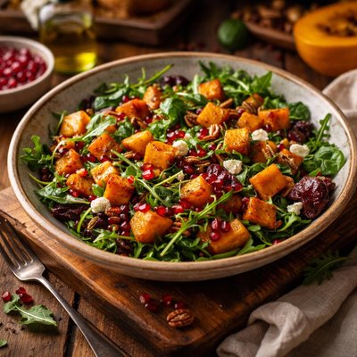 Image of Salad of Warm Butternut Squash Pomegranate and Greens