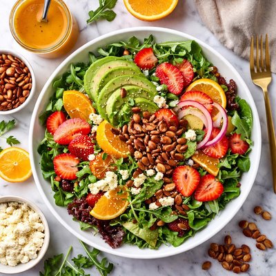 Image of Salad with Orange Vinaigrette and Glazed Almonds