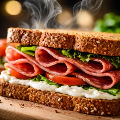 Image of Salami and Cream Cheese Sandwich
