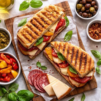 Image of Salami Fontina and Roasted Bell Pepper Panini