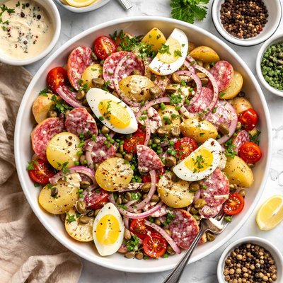 Image of Salami Potato Salad with Tuna Dressing