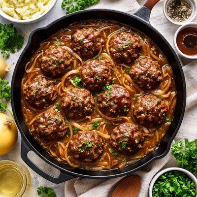 Image of Salisbury Meatballs with Caramelized Onions