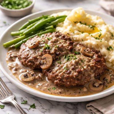 Image of Salisbury Steak Surprise with Ground Mushroom Gravy