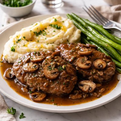 Image of Salisbury Steak with Mushroom Wine Sauce