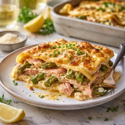 Image of Salmon and Asparagus Lasagne
