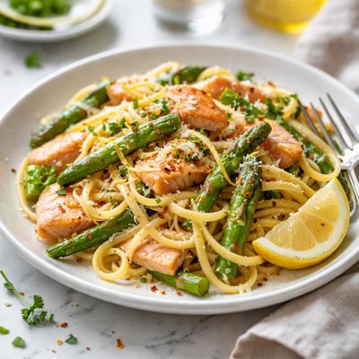 Image of Salmon and Asparagus Pasta