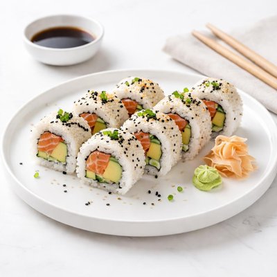 Image of Whole30 Salmon and Avocado Sushi Roll