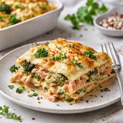 Image of Salmon and Broccoli Lasagna