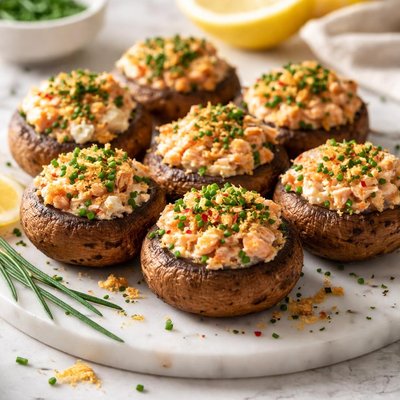 Image of Salmon and Chive Stuffed Mushrooms