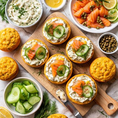 Image of Salmon and Corn Muffins with Cheese Spread